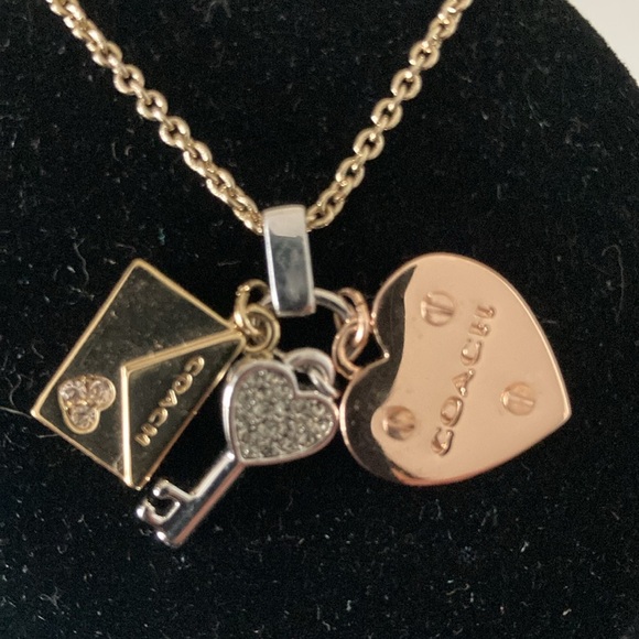 Coach Gold Heart, Key Charms Necklace, EUC - Picture 3 of 5